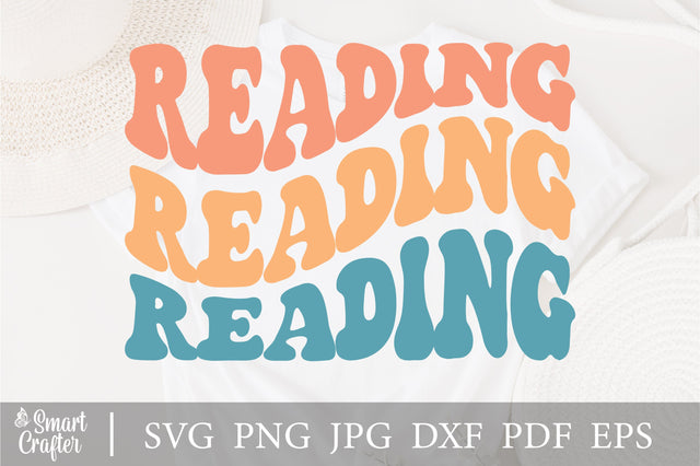 Reading svg, wavy Groovy svg, style Stacked svg, EPS PNG Cricut Instant Download SVG Fauz 