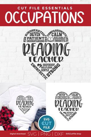 Reading teacher svg subway art heart SVG SVG Cut File 