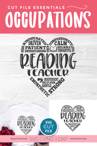Reading teacher svg subway art heart SVG SVG Cut File 