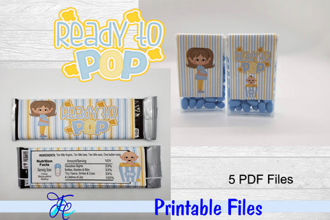 Ready To Pop - Blue w stripes 3D Paper Family Creations 