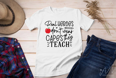 Real heroes don't wear capes they teach svg,Kindergarten Teacher Svg, Cool Teacher T-shirt svg, Cut files, Funny Teacher Svg SVG Isabella Machell 