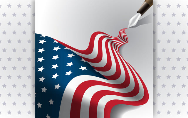 Realistic Beautiful USA American Flag with Pen in white Background SVG naemmiah021 