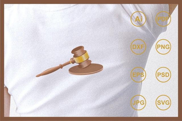 Realistic justice hammer design illustration SVG Leamsign Studio 