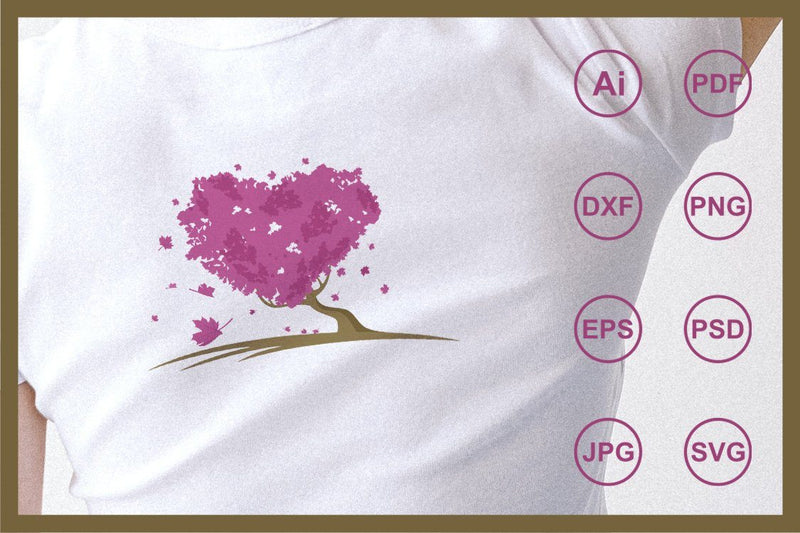 Realistic love maple tree design illustration SVG Leamsign Studio 