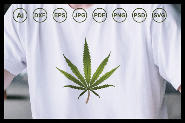 Realistic marijuana leaf design illustration SVG Leamsign Studio 