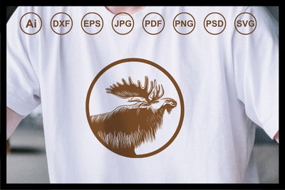 Realistic moose head design illustration SVG Leamsign Studio 