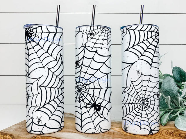 Realistic Spider Web Tumbler, Halloween Tumbler ,Seamless Tumbler, 20oz Skinny Tumbler, Spooky Tumbler, PNG Sublimation, Halloween Gift Idea Sublimation iStyleDesign 