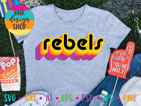 Rebels SVG File, Retro Sports SVG, SVG Cut File for Cricut Cutting Machines and Vinyl Crafting SVG BNRDesignShop 