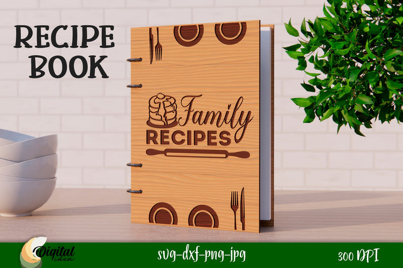 Recipe book Laser Cut. 3D Kitchen Book Laser Cut.Decor SVG. SVG Evgenyia Guschina 
