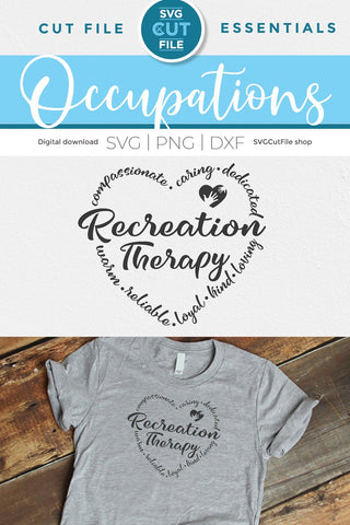 Recreation therapy svg, recreational therapy svg, heart words, recreational therapist, svgcutfile shop, play svg, svg dxf png, behavioral SVG SVG Cut File 