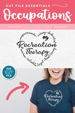 Recreation therapy svg, recreational therapy svg, heart words, recreational therapist, svgcutfile shop, play svg, svg dxf png, behavioral SVG SVG Cut File 