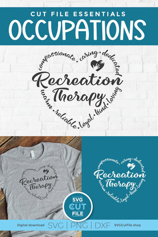 Recreation therapy svg, recreational therapy svg, heart words, recreational therapist, svgcutfile shop, play svg, svg dxf png, behavioral SVG SVG Cut File 