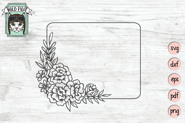 Rectangle Flower Frame SVG Cut File SVG Wild Pilot 