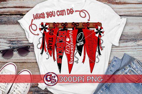 Red and Black Spirit Pennants PNG for Sublimation-Homecoming PNG Sublimation Greedy Stitches 