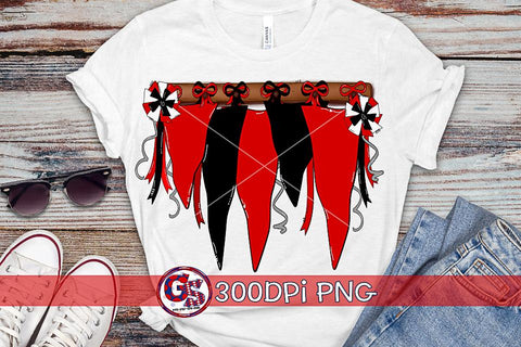 Red and Black Spirit Pennants PNG for Sublimation-Homecoming PNG Sublimation Greedy Stitches 