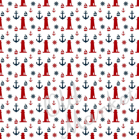Red and Navy Blue Nautical Designs Digital Paper Sublimation Old Market 