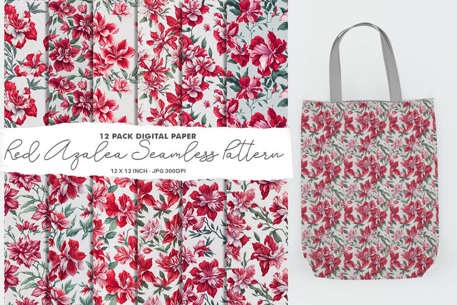 Red azalea digital paper seamless pattern Digital Pattern artnoy 