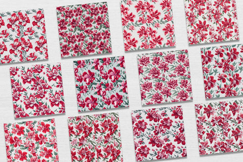 Red azalea digital paper seamless pattern Digital Pattern artnoy 