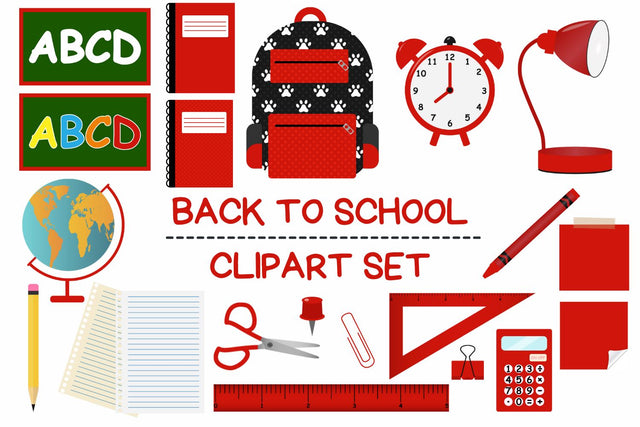 Red Back To School Clipart Set Sublimation Sublimatiz Designs 