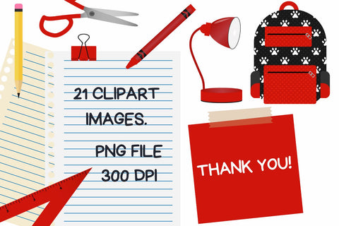 Red Back To School Clipart Set Sublimation Sublimatiz Designs 