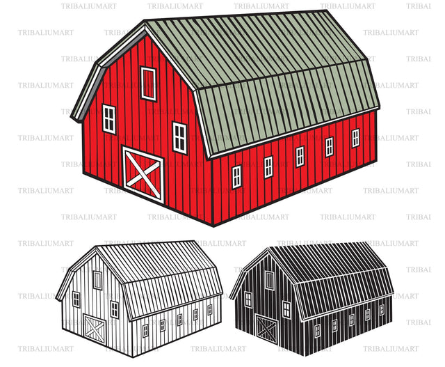 Red Barn farmhouse SVG TribaliumArtSF 