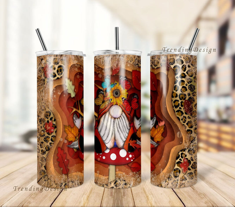 Red Bird Gnome Autumn 20 Oz skinny Tumbler Png wrap Sublimation Design Download PNG DIGITAL ONLY Sublimation TrendingDesign 