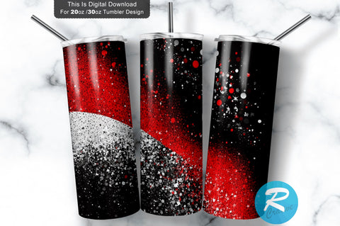 Red Black White Faux Glitter 20 oz / 30 oz Tumbler PNG Sublimation Regulrcrative 