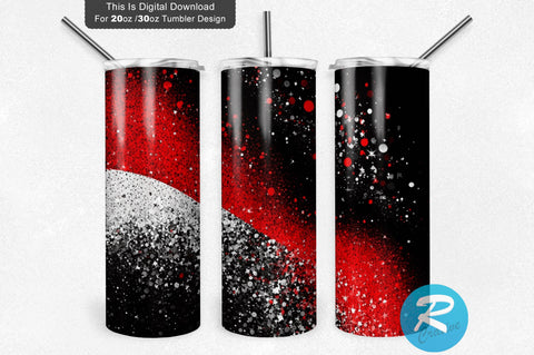 Red Black White Faux Glitter 20 oz / 30 oz Tumbler PNG Sublimation Regulrcrative 