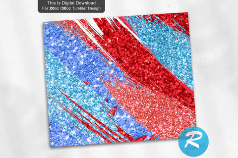 Red Blue Glitter 20 oz / 30 oz Tumbler PNG Sublimation Regulrcrative 