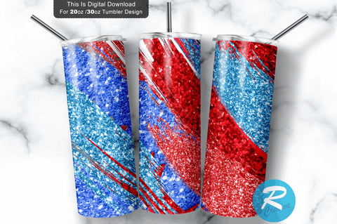 Red Blue Glitter 20 oz / 30 oz Tumbler PNG Sublimation Regulrcrative 