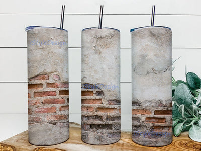 Red brick and concrete Tumbler Design 20oz Skinny Straight Tumbler Design PNG, Sublimation Designs for download Sublimation iStyleDesign 