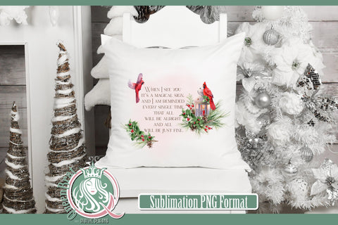 Red Cardinal All Will Be Just Fine Sublimation Sublimation QueenBrat Digital Designs 