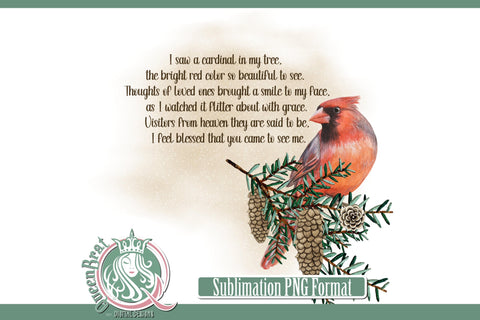 Red Cardinal Cardinal In My Tree Sublimation Sublimation QueenBrat Digital Designs 
