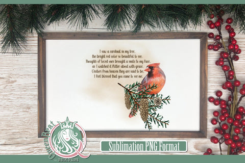 Red Cardinal Cardinal In My Tree Sublimation Sublimation QueenBrat Digital Designs 
