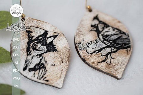 Red Cardinal Earrings SVG for Glowforge Earrings With Cardinal Laser Earrings I Am Always With You Cardinal SVG For Earrings For Glowforge SVG Diva Watts Designs 