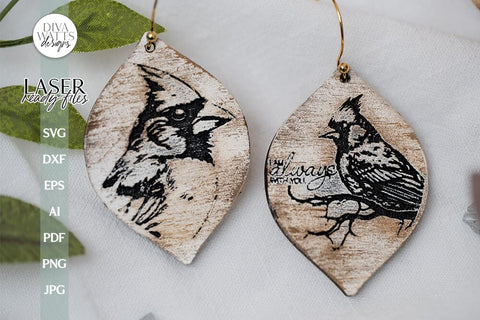 Red Cardinal Earrings SVG for Glowforge Earrings With Cardinal Laser Earrings I Am Always With You Cardinal SVG For Earrings For Glowforge SVG Diva Watts Designs 