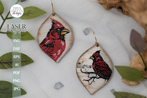 Red Cardinal Earrings SVG for Glowforge Earrings With Cardinal Laser Earrings I Am Always With You Cardinal SVG For Earrings For Glowforge SVG Diva Watts Designs 