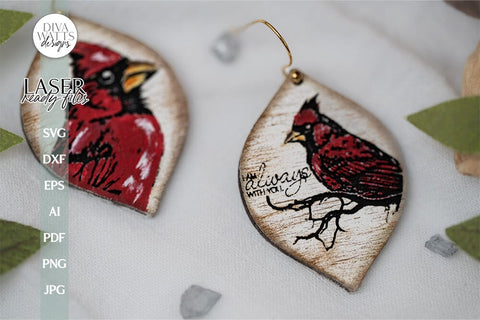 Red Cardinal Earrings SVG for Glowforge Earrings With Cardinal Laser Earrings I Am Always With You Cardinal SVG For Earrings For Glowforge SVG Diva Watts Designs 