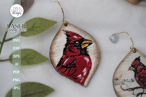 Red Cardinal Earrings SVG for Glowforge Earrings With Cardinal Laser Earrings I Am Always With You Cardinal SVG For Earrings For Glowforge SVG Diva Watts Designs 