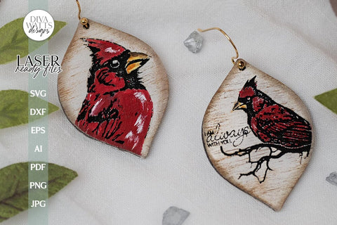 Red Cardinal Earrings SVG for Glowforge Earrings With Cardinal Laser Earrings I Am Always With You Cardinal SVG For Earrings For Glowforge SVG Diva Watts Designs 
