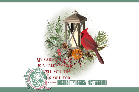 Red Cardinal I Miss You Too Sublimation Sublimation QueenBrat Digital Designs 