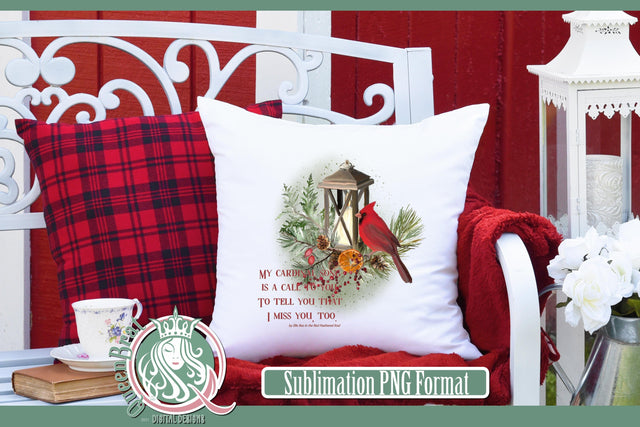 Red Cardinal I Miss You Too Sublimation Sublimation QueenBrat Digital Designs 