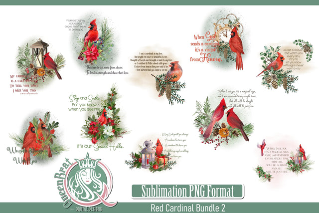 Red Cardinal Sublimation Bundle 2 Sublimation QueenBrat Digital Designs 