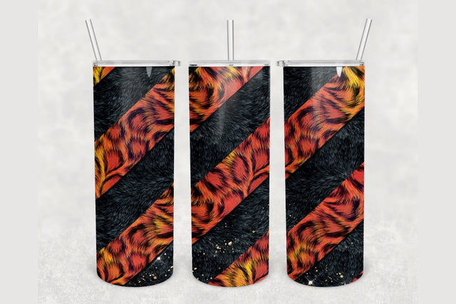 Red Cheetah Black Skin Striped Tumbler sublimation design 20 oz skinny tumbler wrap Sublimation BambinaCreations 