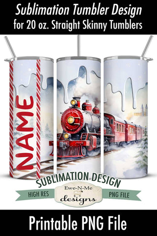 Red Christmas Holiday Train Seamless 20 oz Sublimation Tumbler Design Sublimation Ewe-N-Me Designs 