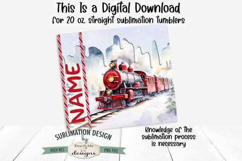 Red Christmas Holiday Train Seamless 20 oz Sublimation Tumbler Design Sublimation Ewe-N-Me Designs 