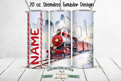 Red Christmas Holiday Train Seamless 20 oz Sublimation Tumbler Design Sublimation Ewe-N-Me Designs 