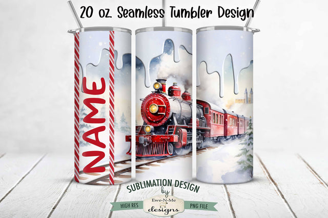 Red Christmas Holiday Train Seamless 20 oz Sublimation Tumbler Design Sublimation Ewe-N-Me Designs 