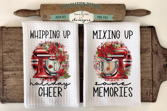 Red Christmas Stand Mixer Kitchen Towel Sublimation Designs Sublimation Ewe-N-Me Designs 