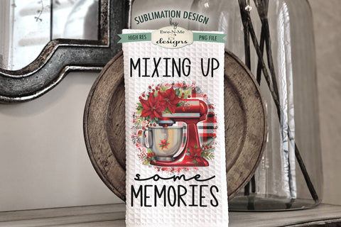 Red Christmas Stand Mixer Kitchen Towel Sublimation Designs Sublimation Ewe-N-Me Designs 